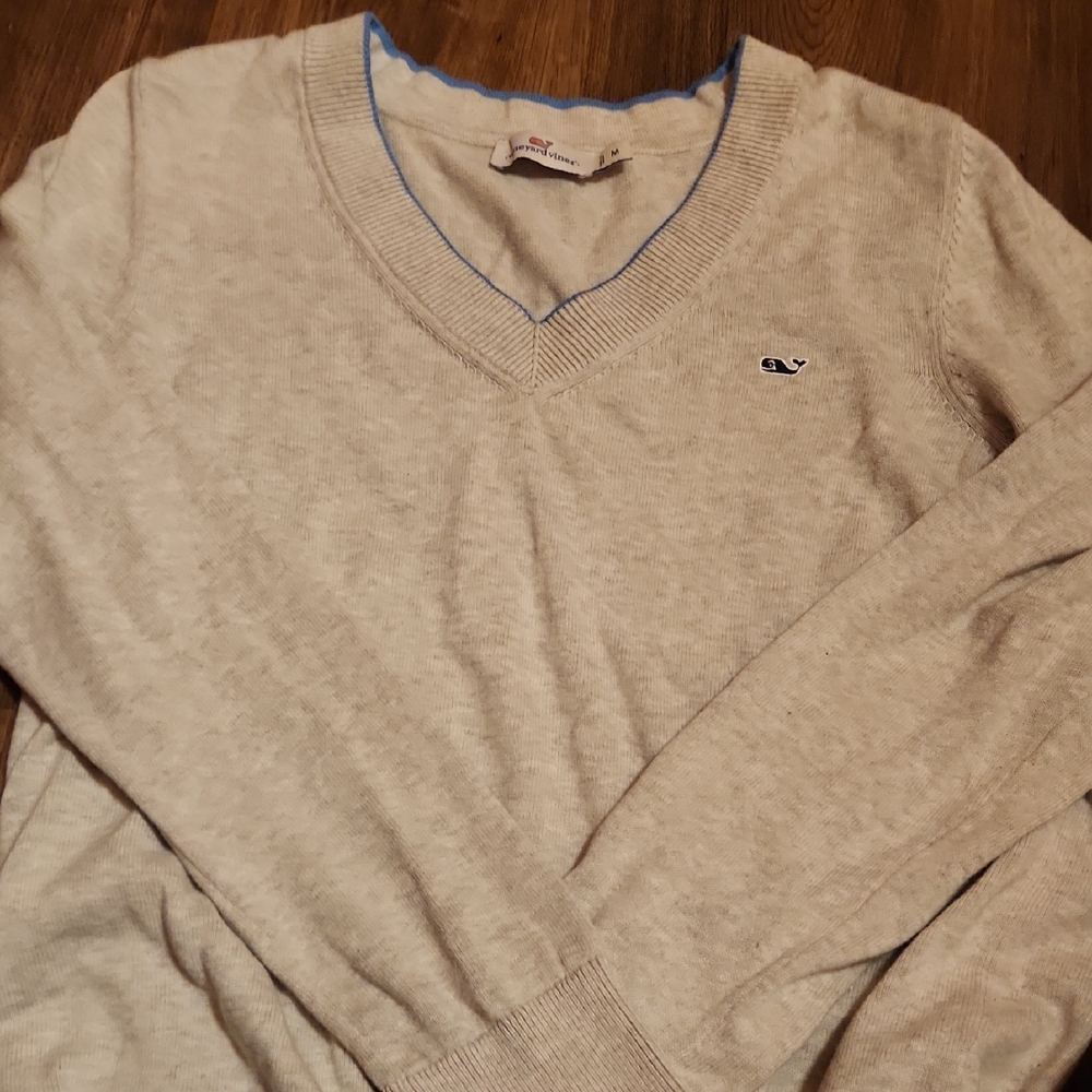 Vineyard Vines Gray V-Neck Sweater Classic Style